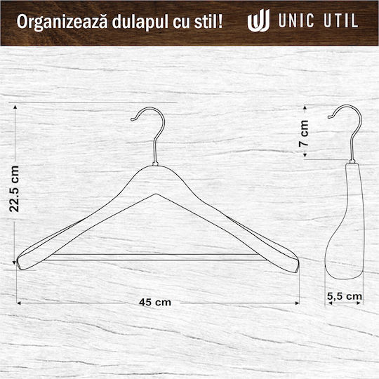 UnicUtil Agățătoare de Haine din Lemn Maro UUUM78X50 50 bucăți