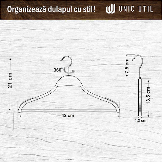 UnicUtil Cuier de haine din lemn negru UUUM39X5 5 buc
