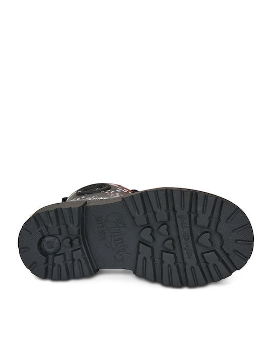 Leder Kinderstiefel mit Reissverschluss Schwarz