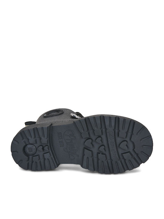 Leder Kinderstiefel mit Schnürsenkeln Schwarz