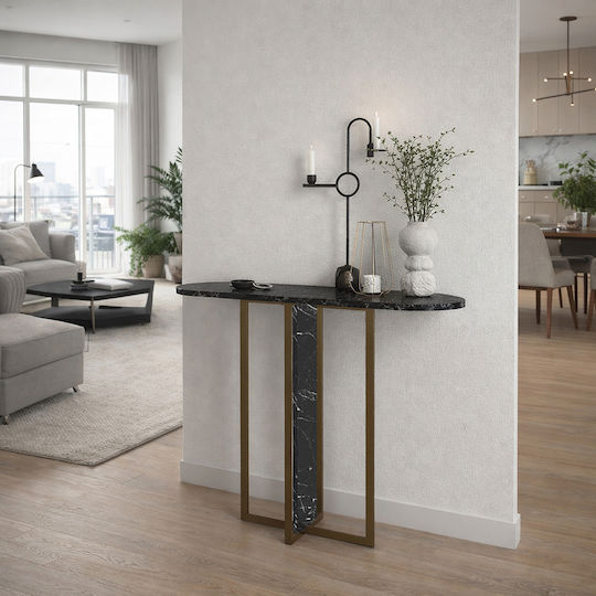 Consolă din Lemn și Marmură Black Marble L90xL29.6xÎ75cm