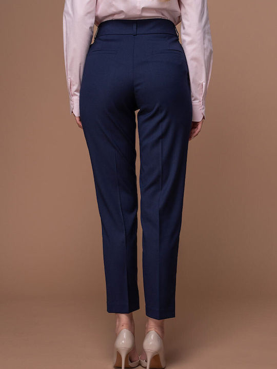 Jessie Pantalon Dama Înaltă Tesătură În Linia Tapered Albastru Marin