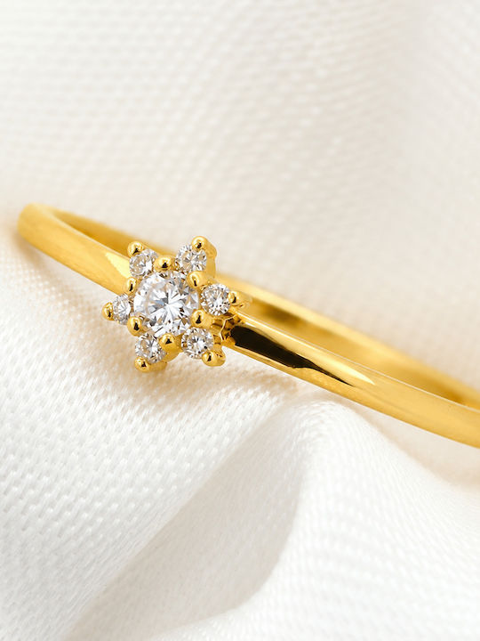 Single Stone Ring From 14K Gold With Diamond