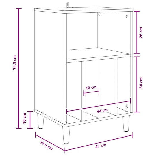 vidaXL Hi-Fi Furniture Brown 39.5x47x74.5cm
