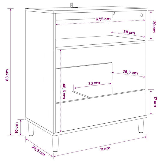 vidaXL Έπιπλο Hi-Fi Καφέ 39.5x71x83cm