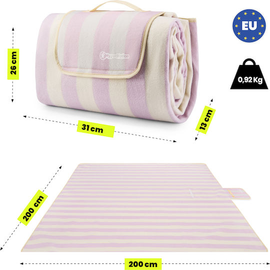 Xxl Picnic Beach Blanket Insulation 200×200 Cm Hypermotion Purple Striped