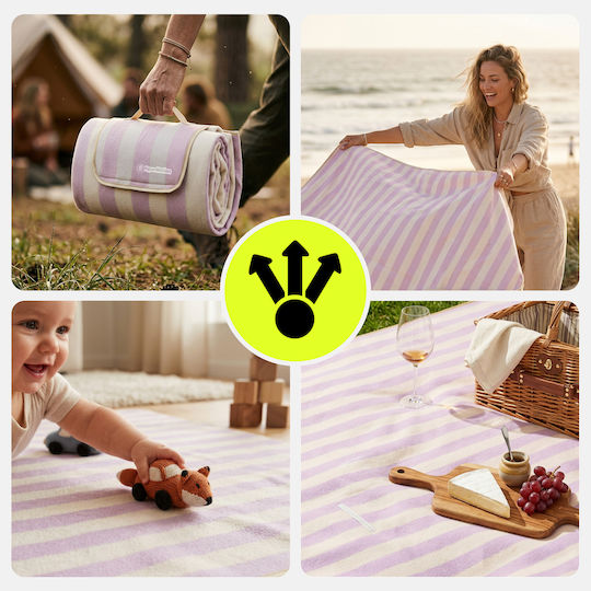 Xxl Picnic Beach Blanket Insulation 200×200 Cm Hypermotion Purple Striped