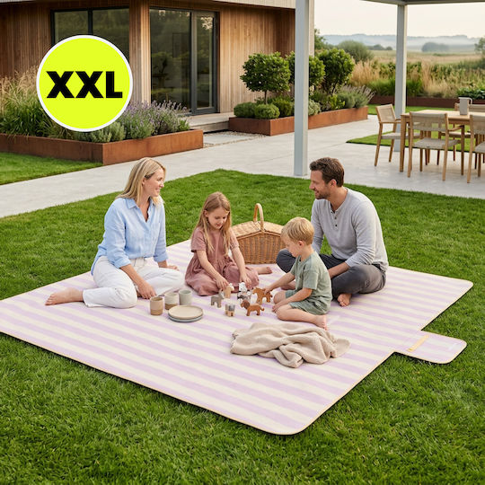 Xxl Picnic Beach Blanket Insulation 200×200 Cm Hypermotion Purple Striped