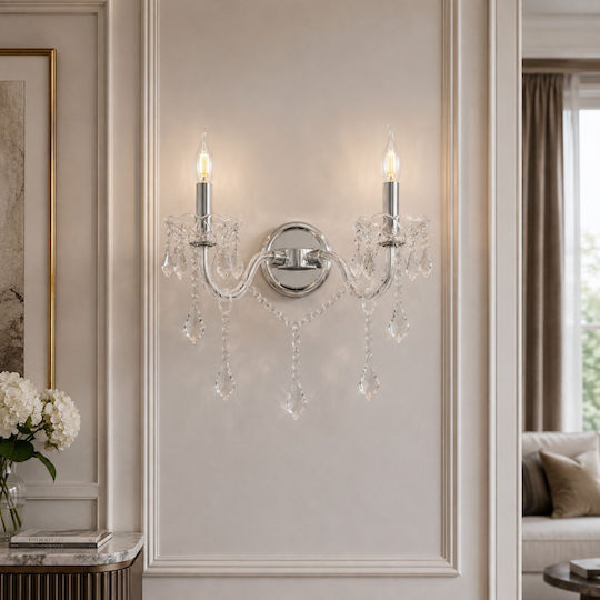 Artekko Wall Lamp with E14 Silver Base 36x22x28cm