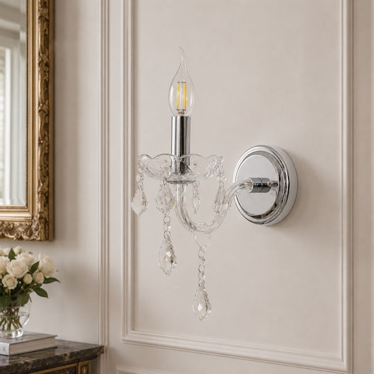 Artekko Modern Wall Lamp with E14 Silver Socket 24x23x23cm