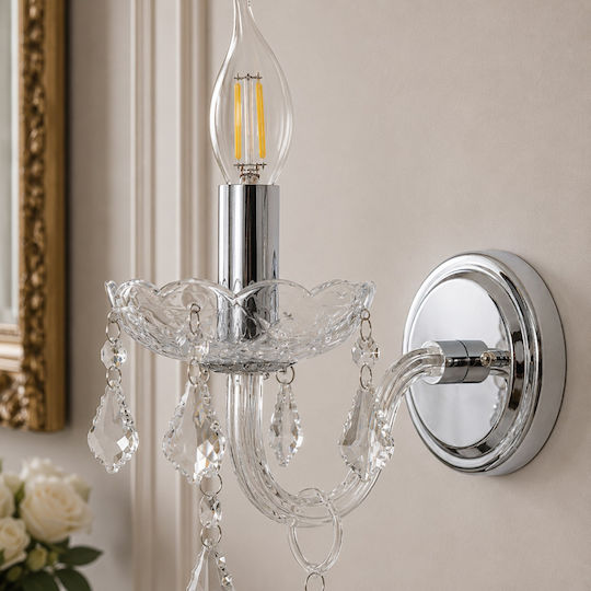 Artekko Modern Wall Lamp with E14 Silver Socket 24x23x23cm