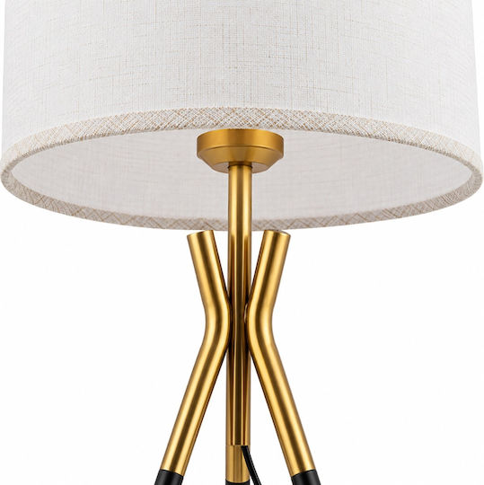 Artekko Metal Table Lamp for E27 Socket with White Shade and Gold Base