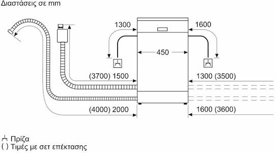 Pitsos Vollständig Eingebauter Geschirrspüler mit Wi-Fi Für 10 Gedecke P45xY87.5cm