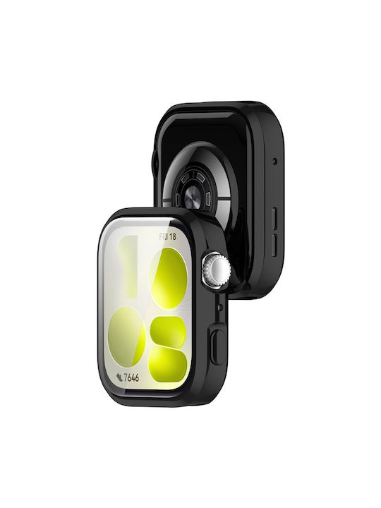 Carcasă din Plastic cu Sticlă Călită Electroplacată în Culoare Neagră pentru Huawei Watch Fit 5