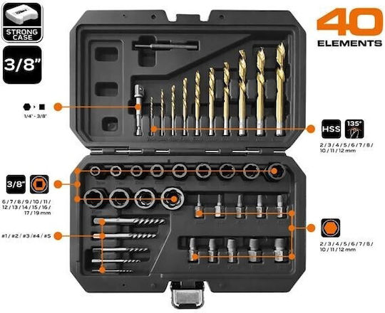 Neo Tools Подредба Извличатели за Винтове 40бр
