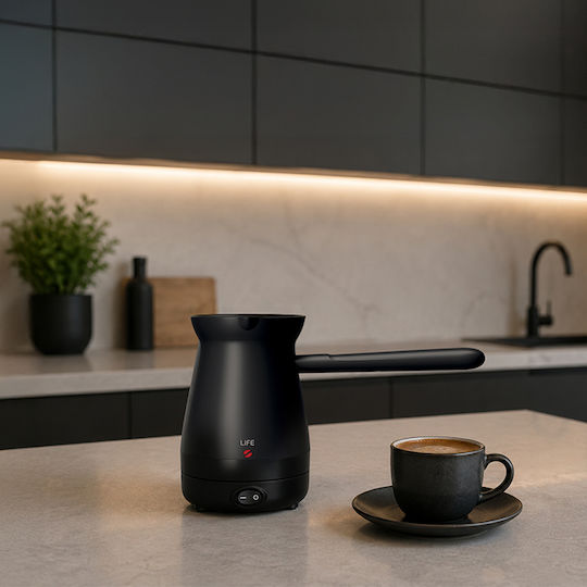 Life Gisves Електрическа гръцка кана за кафе 1000W с Капацитет 2.5lt Черен