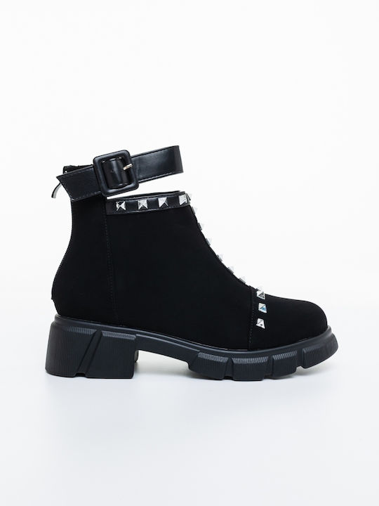 Ghete dama de piele cu blană Negre