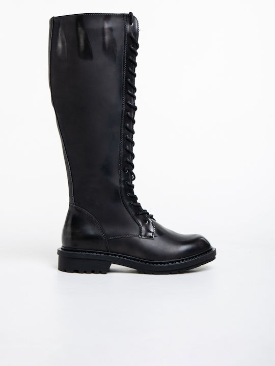 Damenstiefel Aus Leder Schwarz VB38002-Schwarz
