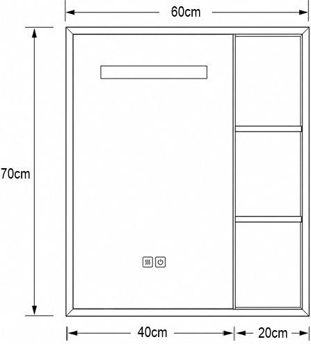 Phoebe Ορθογώνιος Led Αφής με Ράφι & Ντουλάπι 60x70cm Λευκός Phoebe Ορθογώνιος Led Αφής με Ράφι & Ντουλάπι 60x70cm Λευκός
