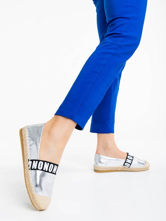 Espadrile Dama Din Piele În Culoare Argintie