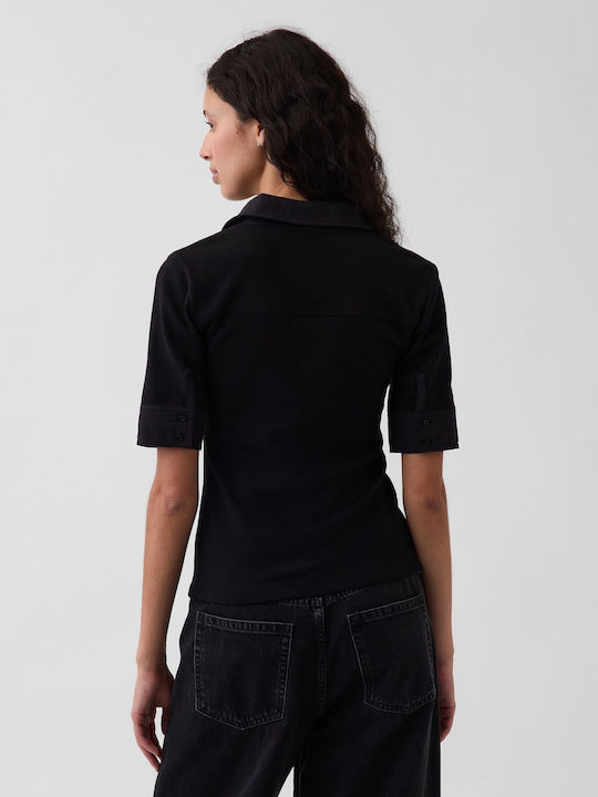 Women's Crop Cotton Black Top