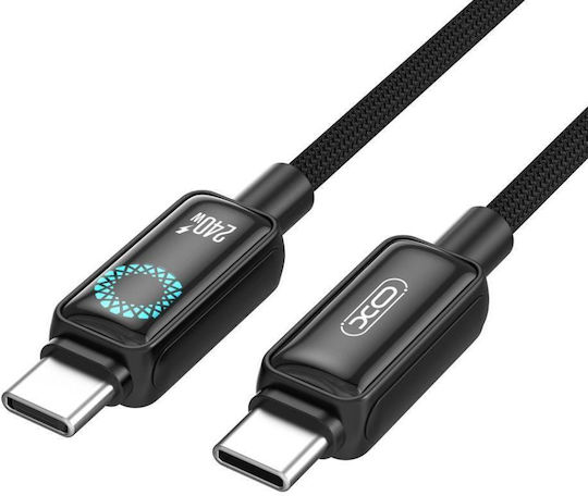 XO Braided / LED USB 2.0 Cable USB-C male - USB-C 240W PD Μπλε 2m 16.005.0420