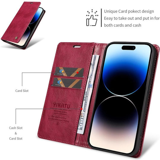 Yikatu Yk-006 Book Case Wine Red Oppo Reno16 5G Reno16 Pro 5G