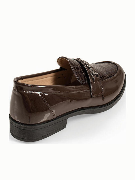 Patent Leather Women's Loafers In Brown Colour