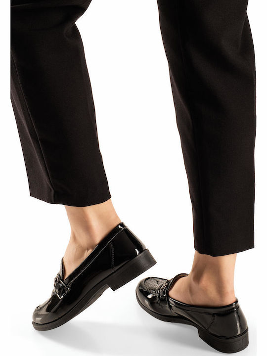 Patent Leather Women's Loafers in Black Colour