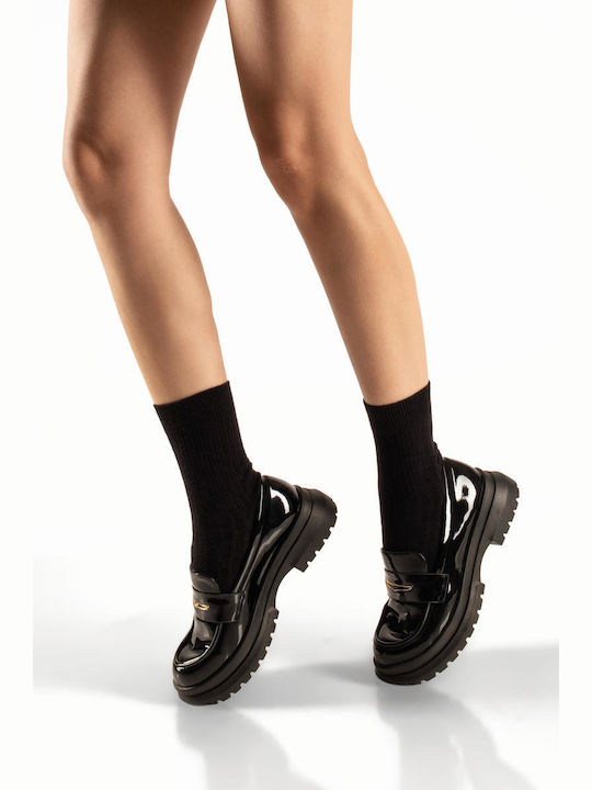 Patent Leather Women's Loafers in Black Color