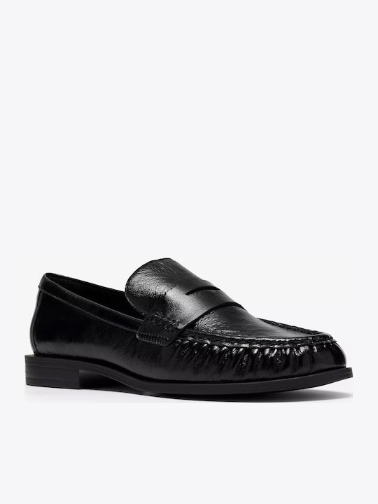 Walk Patent Leather Women's Loafers in Black Colour
