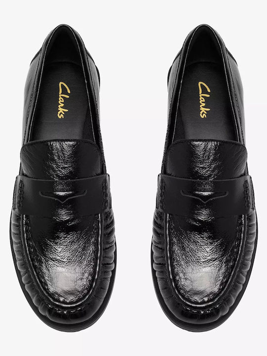 Walk Patent Leather Women's Loafers in Black Colour