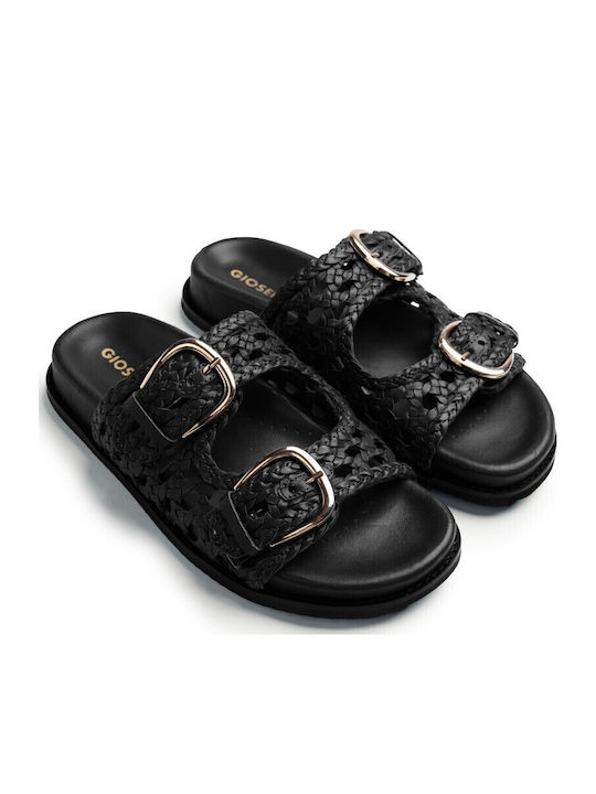 Gioseppo Leder Schwarz Flache Sandalen Für Damen