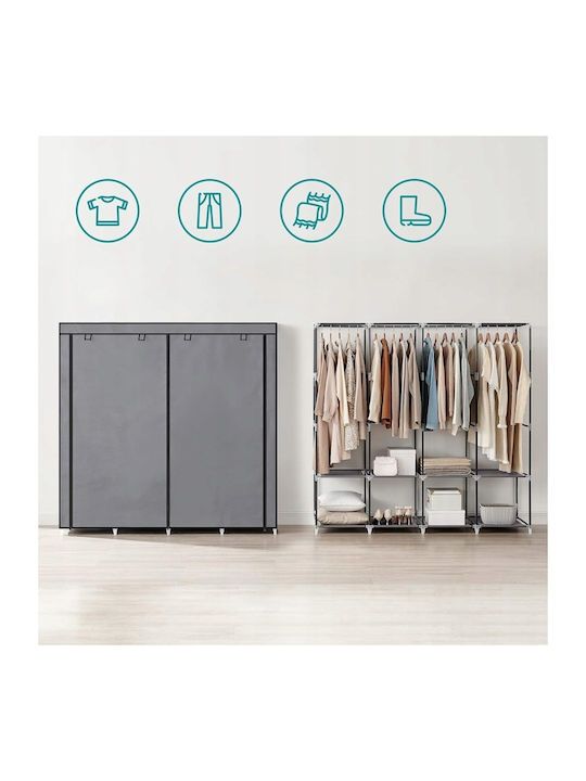 Dulap Din Material Cu Fermoar Și Rafturi În Culoare Gri 165x42x165cm