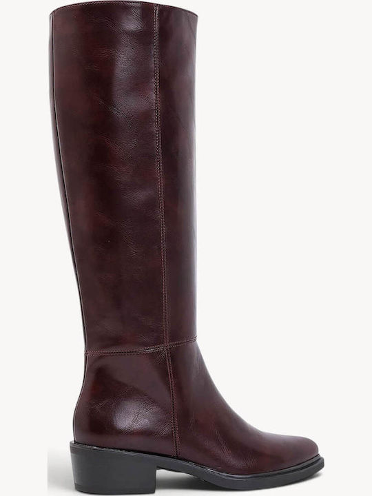 Bordüre Damenstiefel Reiten Hoher Schaft Niedrige Basis