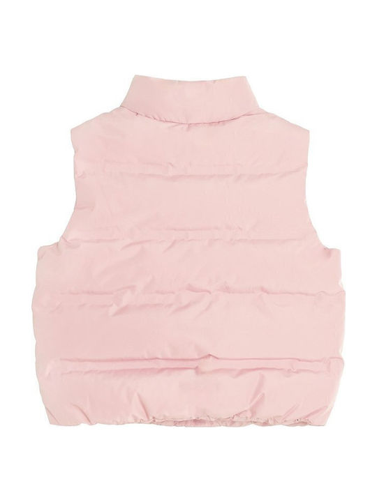 Kids Casual Sleeveless Short Pink Jacket