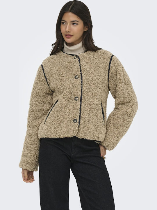 Only Long Women's Winter Jacket Beige