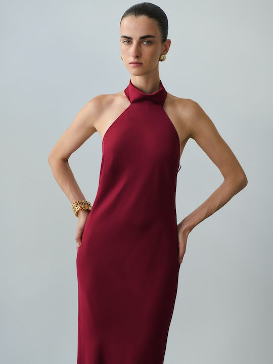 Rochii Maxi De Seara Jupon Satin Cherry Red