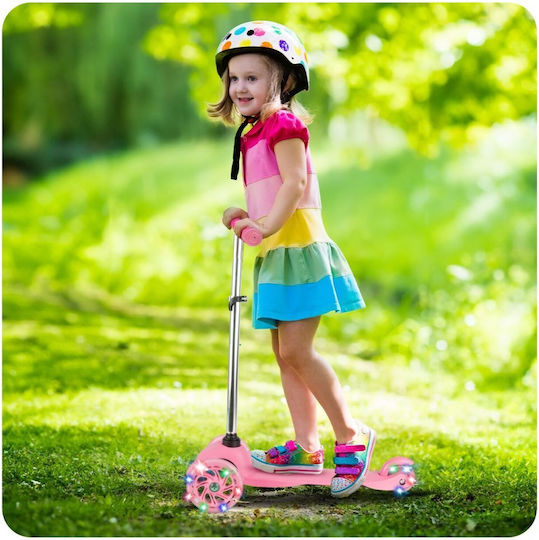 MalPlay Patin pentru copii cu 3 roți cu iluminare LED pentru 3+ ani Roz