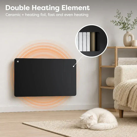 Ciarra Panou Radiante cu Infraroșu de Perete Ceramică 1500W Negru 75x45cm