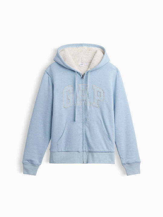 Long Women's Hooded Sweatshirt Cardigan Sail Blue