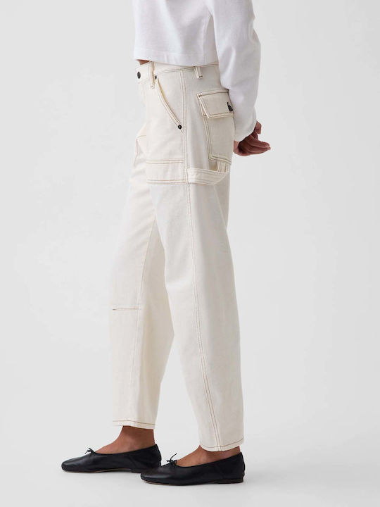 Women's Fabric Trousers Ivory Beige Frost