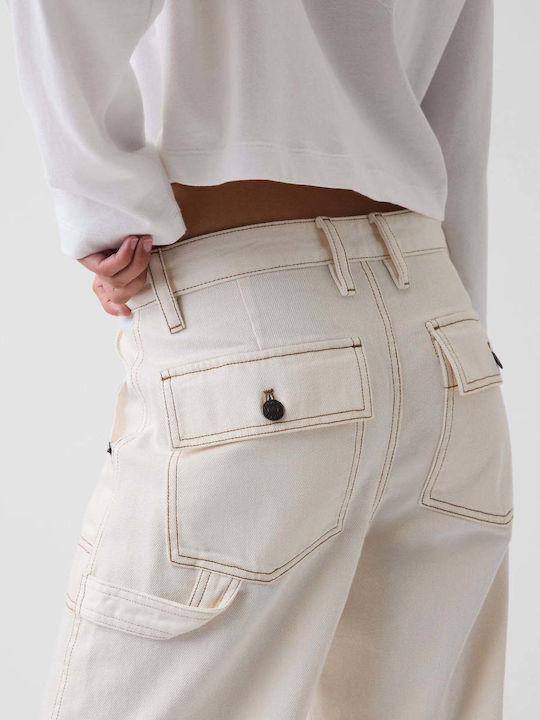Women's Fabric Trousers Ivory Beige Frost