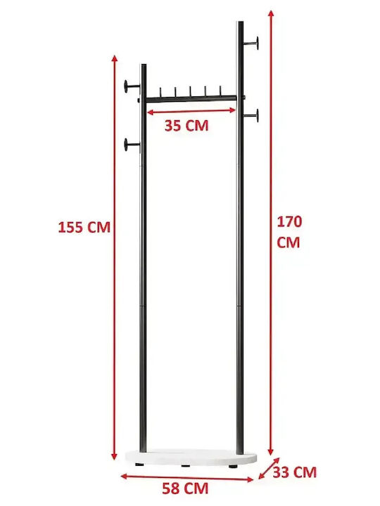 Κρεμάστρα Δαπέδου από Μέταλλο Μαύρη 170x58cm
