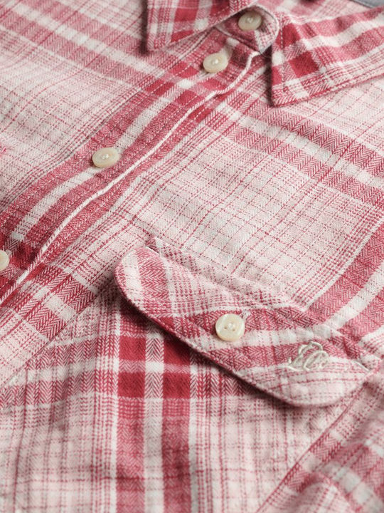 Lumberjack Flannel Long Sleeve Women's Shirt Pink White Check Checked