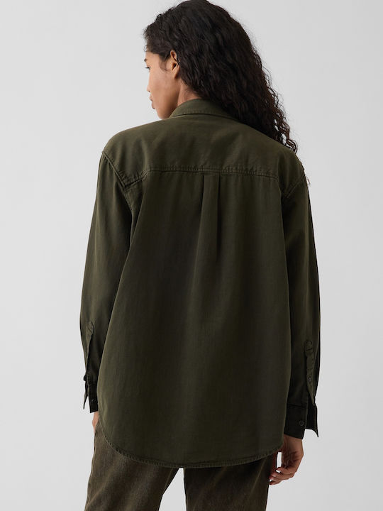 Дамска дънкова риза с дълъг ръкав Bamboo Green