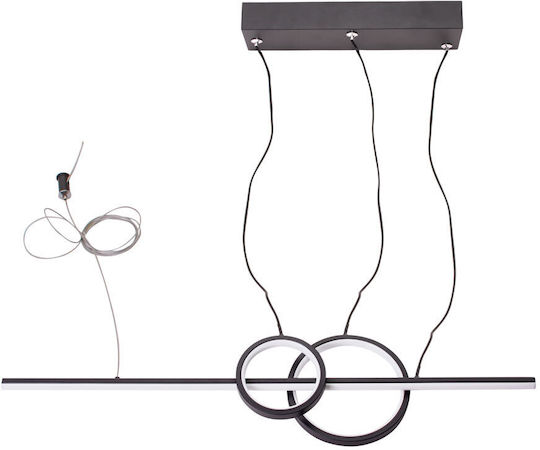 V-TAC Designer Κρεμαστό Φωτιστικό Μαύρο LED με Φυσικό Λευκό Φως Ράγα 91.5x21.5εκ.