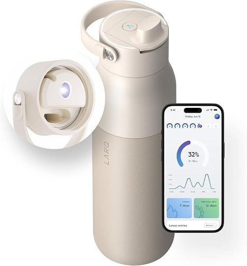 LARQ PureVis 2 Μπουκάλι Θερμός Ανοξείδωτο BPA Free 1lt Mojave Dune με Επιστόμιο, Θηλιά, Καλαμάκι και Λαβή