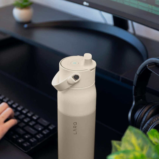 LARQ PureVis 2 Μπουκάλι Θερμός Ανοξείδωτο BPA Free 1lt Mojave Dune με Επιστόμιο, Θηλιά, Καλαμάκι και Λαβή