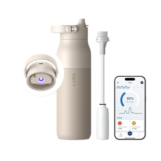 LARQ PureVis 2 Μπουκάλι Θερμός Ανοξείδωτο BPA Free 1lt Mojave Dune με Επιστόμιο, Θηλιά, Καλαμάκι και Λαβή